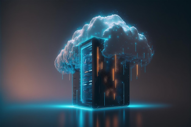Server cloud data storage concept